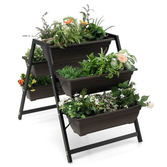 3 Tier Patio Raised Garden Bed Planter Boxes Herbs Flowers Vegetables - Tampa Home & Garden Store