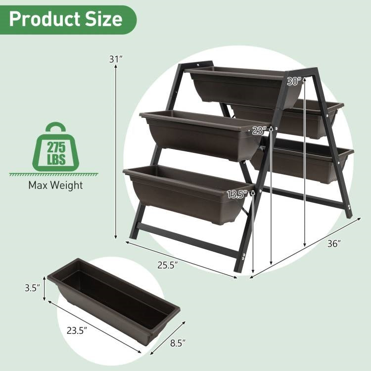 3 Tier Patio Raised Garden Bed Planter Boxes Herbs Flowers Vegetables - Tampa Home & Garden Store
