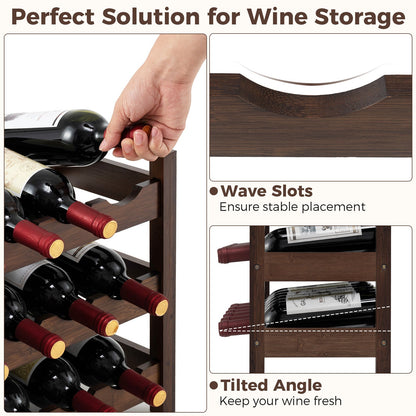 Organizador de botellas de vino de bambú de 3 niveles para encimera-Café