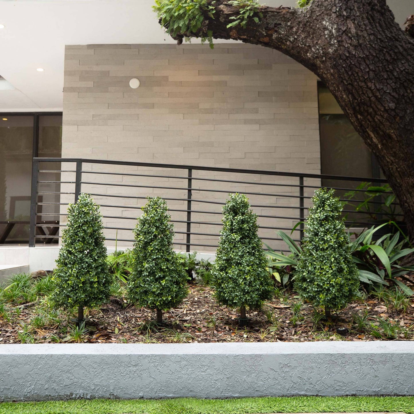 3' UV Resistant Artificial Boxwood Plant with Integrated Ground Stake (Indoor/Outdoor) - Set of 2 - Tampa Home & Garden Store