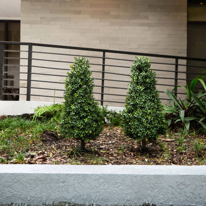 3' UV Resistant Artificial Boxwood Plant with Integrated Ground Stake (Indoor/Outdoor) - Set of 2 - Tampa Home & Garden Store