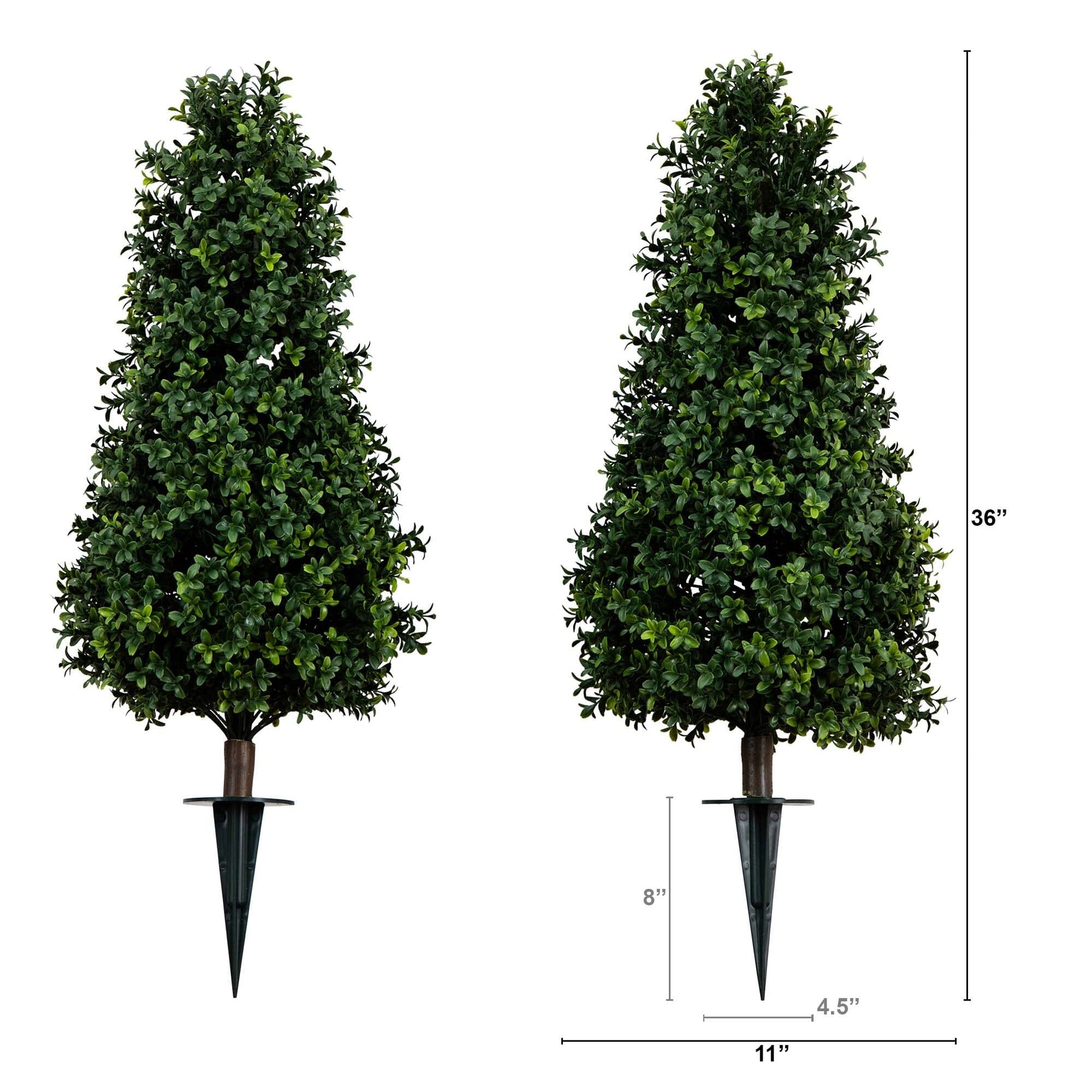 3' UV Resistant Artificial Boxwood Plant with Integrated Ground Stake (Indoor/Outdoor) - Set of 2 - Tampa Home & Garden Store