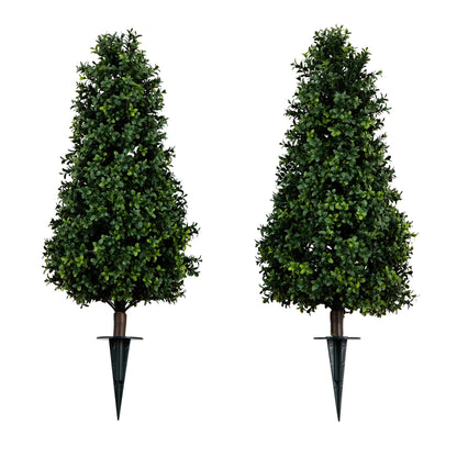 3' UV Resistant Artificial Boxwood Plant with Integrated Ground Stake (Indoor/Outdoor) - Set of 2 - Tampa Home & Garden Store