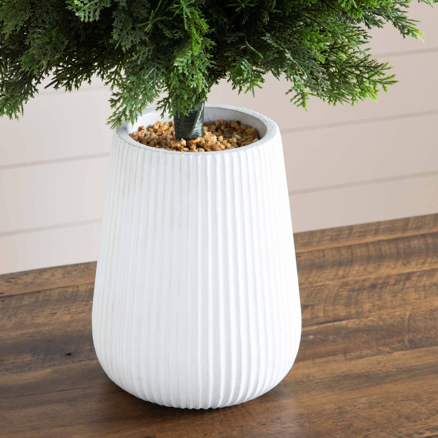 3’ UV Resistant Artificial Cedar Tree in Decorative White Planter (Indoor/Outdoor) - Tampa Home & Garden Store