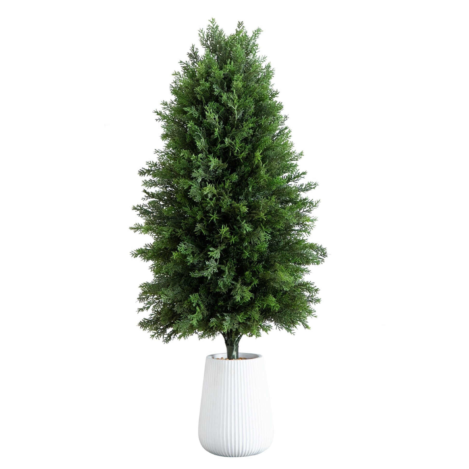 3’ UV Resistant Artificial Cedar Tree in Decorative White Planter (Indoor/Outdoor) - Tampa Home & Garden Store