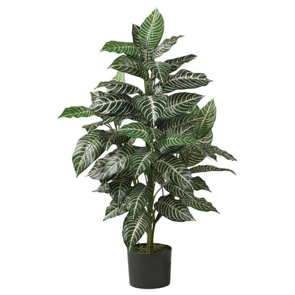 Artificial Zebra Silk Plant, 3 ft tall with green leaves and white veining, Nearly Natural on Tampa Home & Garden Store