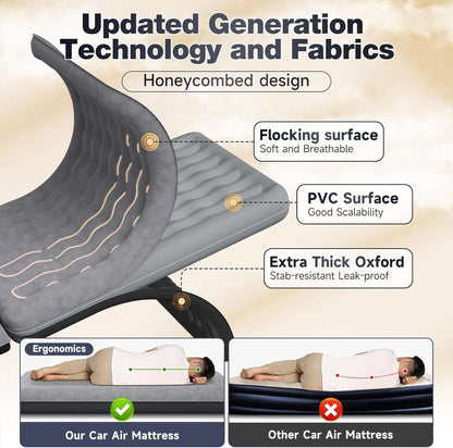 Backseat air mattress 24'' wide grey by Dikasun Outdoor; inflatable car bed with flocked surface on Tampa Home & Garden Store