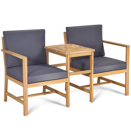 3-in-1 Acacia Wood Loveseat with Separable Coffee Table - Tampa Home & Garden Store