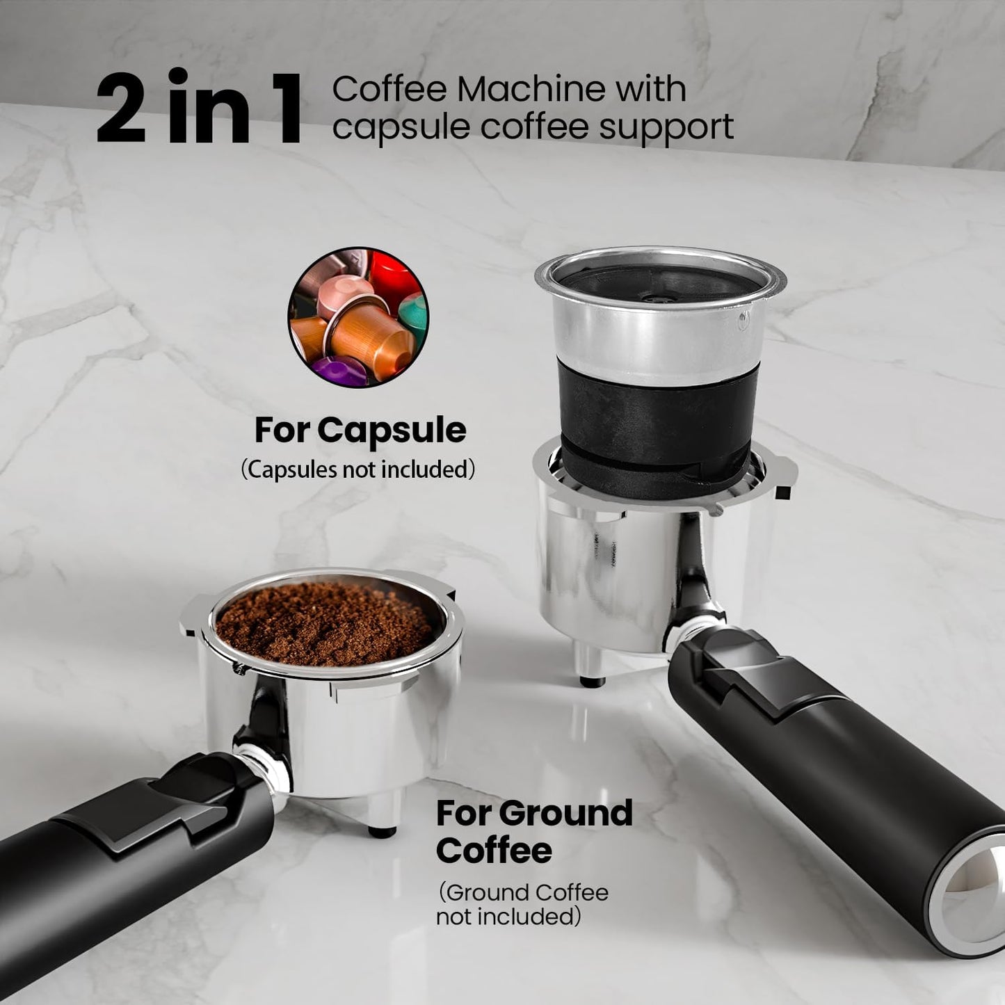 Cafetera espresso profesional 3 en 1 con sistema de calentamiento dual y compatible con cápsulas CM8011 