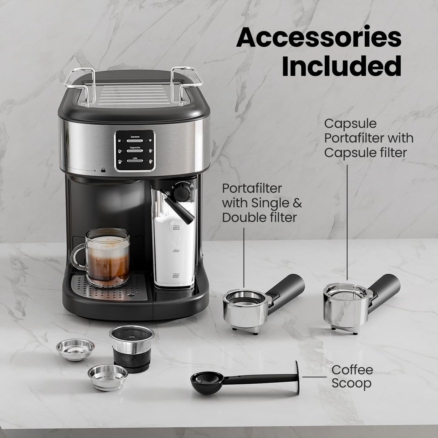 Cafetera espresso profesional 3 en 1 con sistema de calentamiento dual y compatible con cápsulas CM8011 