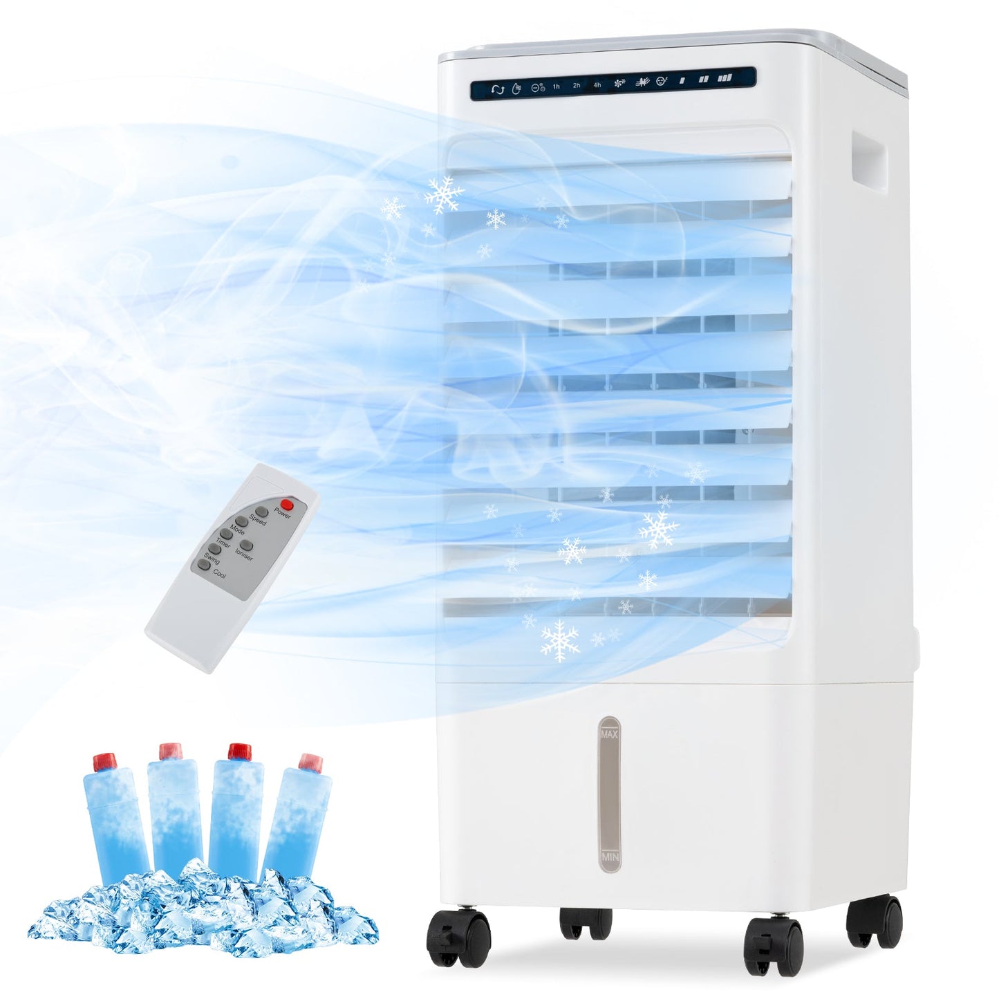 Enfriador de aire portátil evaporativo 3 en 1 con 3 modos y control remoto - Blanco