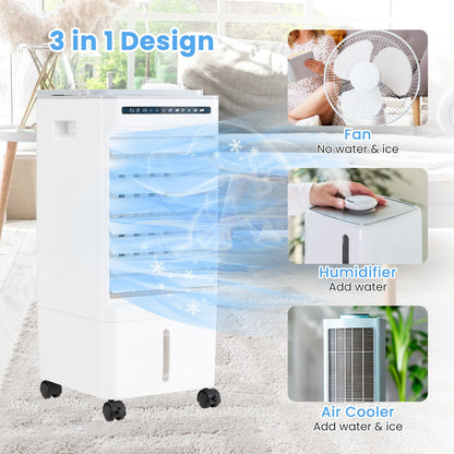 Enfriador de aire portátil evaporativo 3 en 1 con 3 modos y control remoto - Blanco