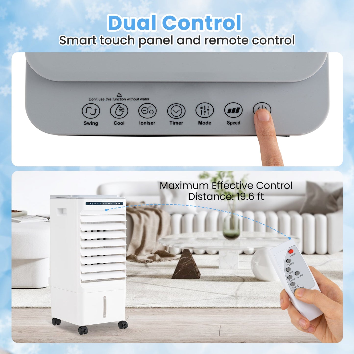 Enfriador de aire portátil evaporativo 3 en 1 con 3 modos y control remoto - Blanco