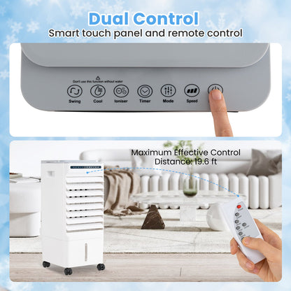 Enfriador de aire portátil evaporativo 3 en 1 con 3 modos y control remoto - Blanco