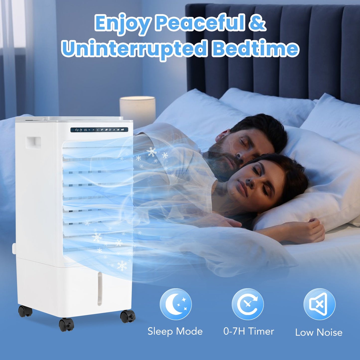 Enfriador de aire portátil evaporativo 3 en 1 con 3 modos y control remoto - Blanco