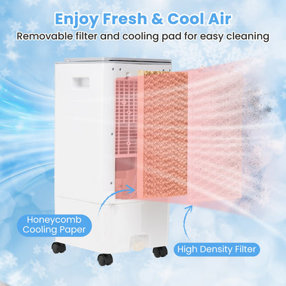 Enfriador de aire portátil evaporativo 3 en 1 con 3 modos y control remoto - Blanco