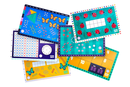 3-pack Math Placemat Bundle by Domino & Juliette, colorful placemats with numbers and grids on Tampa Home & Garden Store
