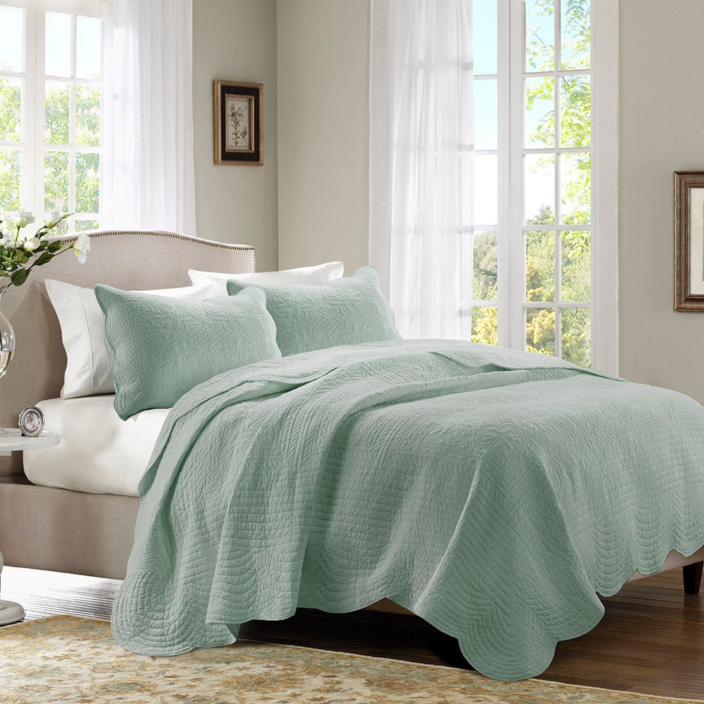 3pc antimicrobial seafoam reversible microfiber quilt set Quilts & Comforters on Tampa Home & Garden Store