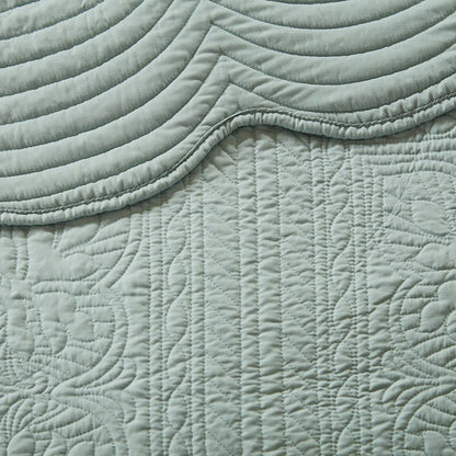 3 Pc Antimicrobial Seafoam Reversible Microfiber Quilt Set HouseOfZazla quilted microfiber on Tampa Home & Garden Store