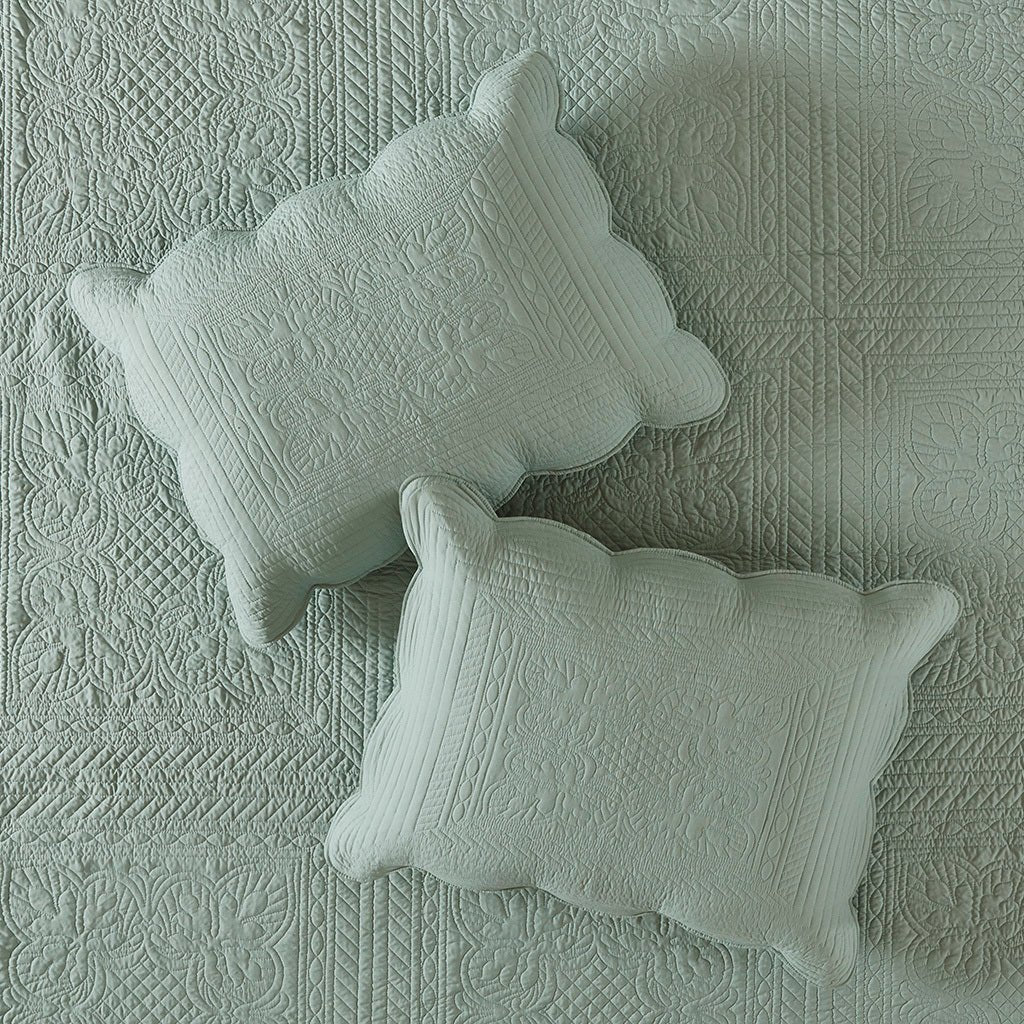 3 Pc Antimicrobial Seafoam Reversible Microfiber Quilt Set with quilted shams on Tampa Home & Garden Store