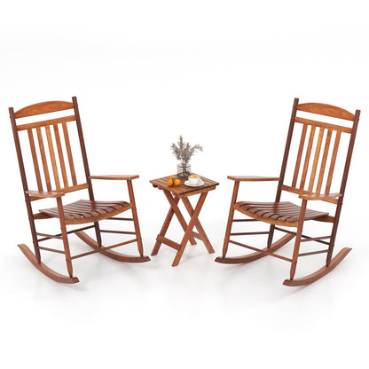 3-piece Outdoor Poplar Wood Rocking Bistro Set-Natural