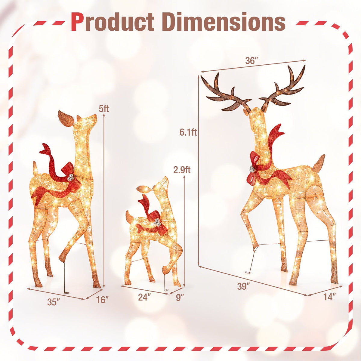 3-Piece Pre-Lit Christmas Deer Set DirectDeals golden reindeer with scarf nativity sets on Tampa Home & Garden Store