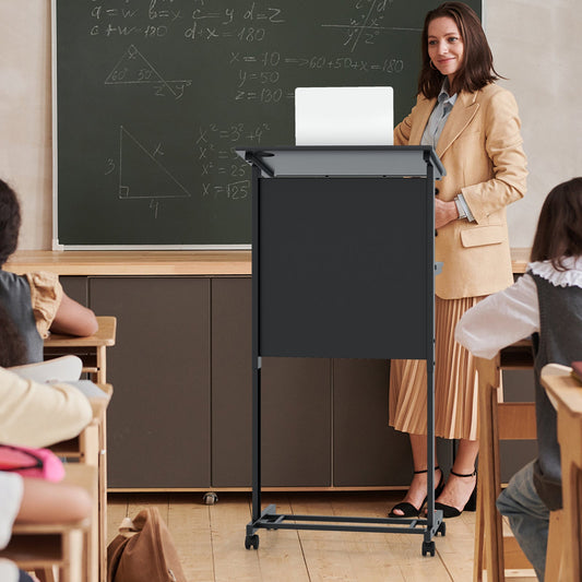 Mesa Atril de Altura Ajustable en 3 Posiciones con Tablero Inclinable-Negro
