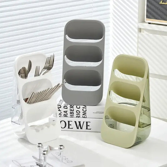 Estante de cubiertos de 3 niveles - Organizador de utensilios de cocina