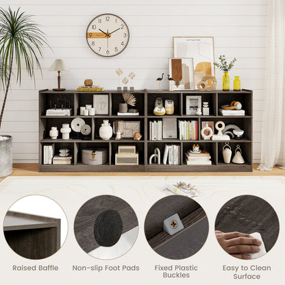Estantería abierta de 3 niveles con 8 cubos, estantes de almacenamiento de pie, vitrina - Gris
