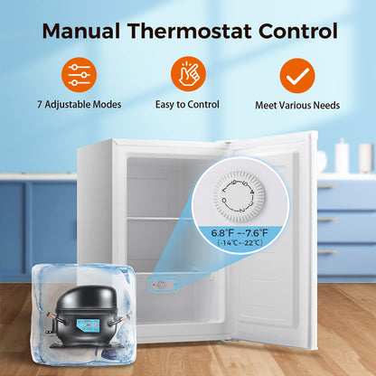 Congelador vertical Kismile, minicongelador de 3.0 pies cúbicos con puerta reversible simple 