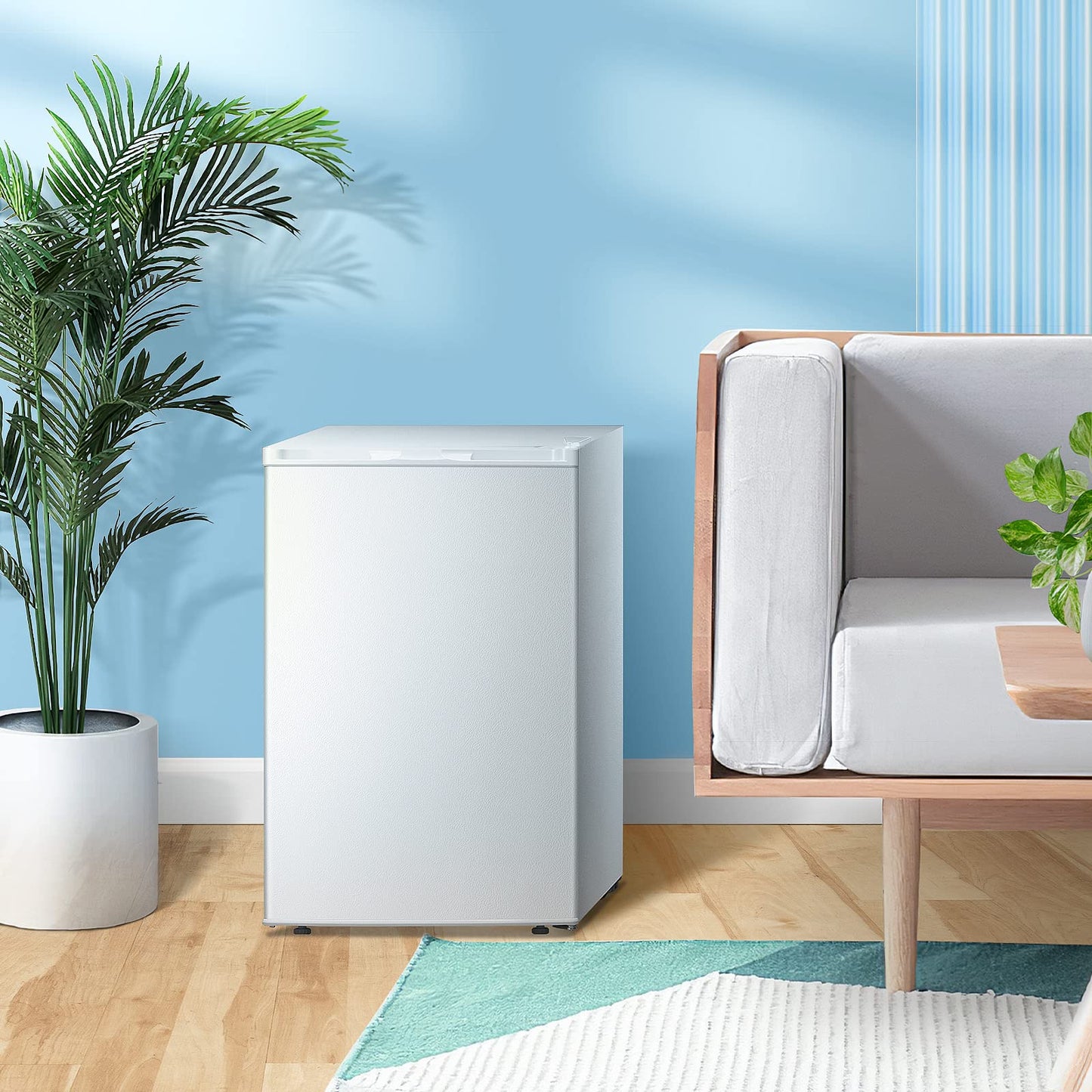 Congelador vertical Kismile, minicongelador de 3.0 pies cúbicos con puerta reversible simple 