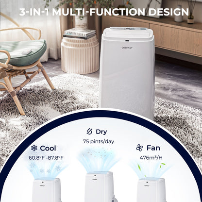 Aire acondicionado portátil 3 en 1 de 12000 BTU con control remoto - Blanco