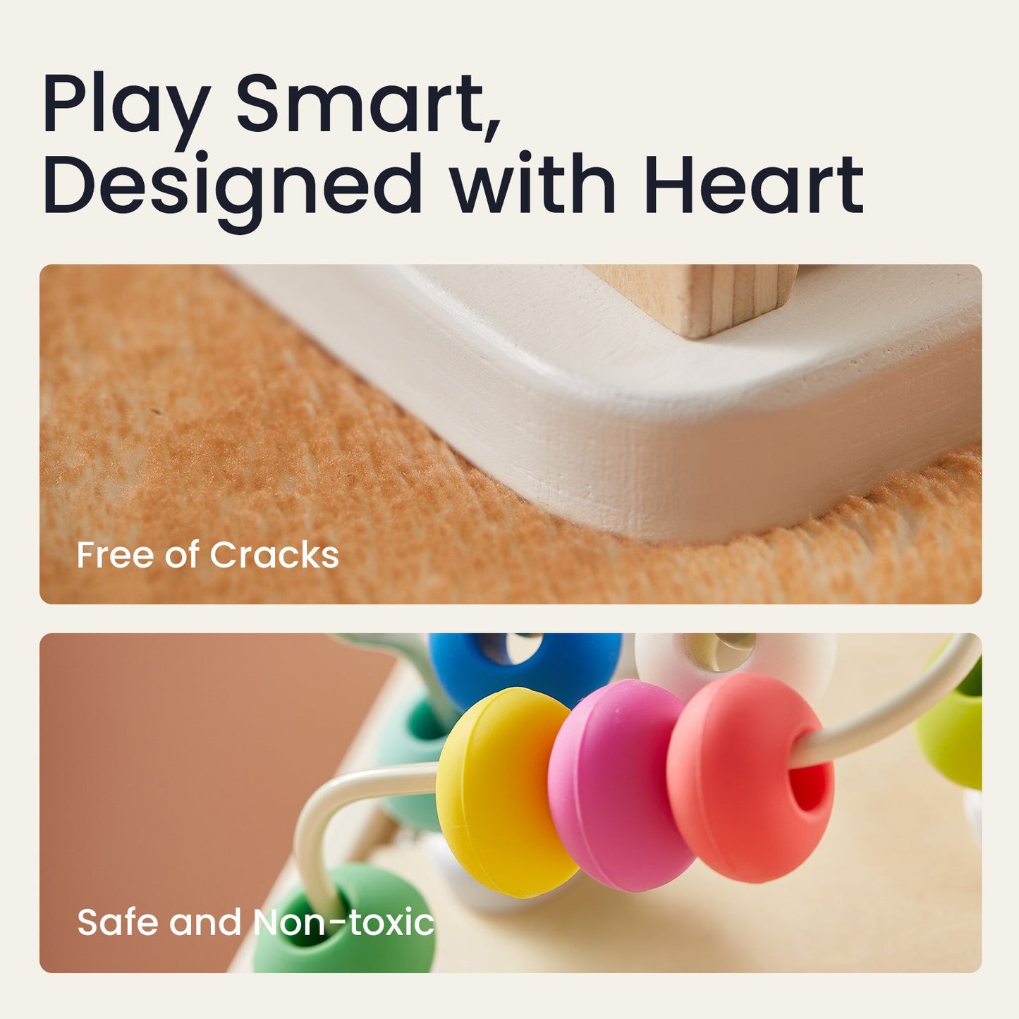 Tiny Land Cottage Activity Cube Rainbow, wooden baby activity toy with colorful bead maze on Tampa Home & Garden Store
