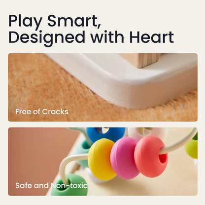 Tiny Land Cottage Activity Cube Rainbow, wooden baby activity toy with colorful bead maze on Tampa Home & Garden Store