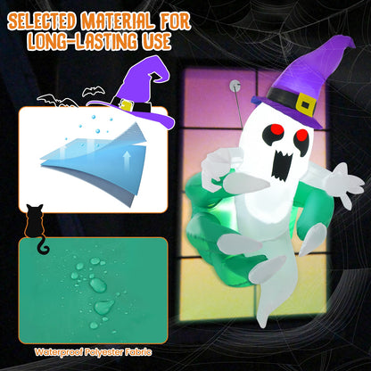 Fantasma inflable de Halloween de 3.6 FT saliendo por la ventana