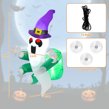 Fantasma inflable de Halloween de 3.6 FT saliendo por la ventana