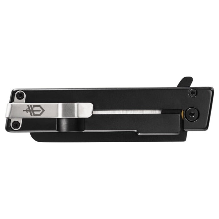 Gerber Quadrant Knife Bamboo folding knife with black handle and silver pocket clip on Tampa Home & Garden Store