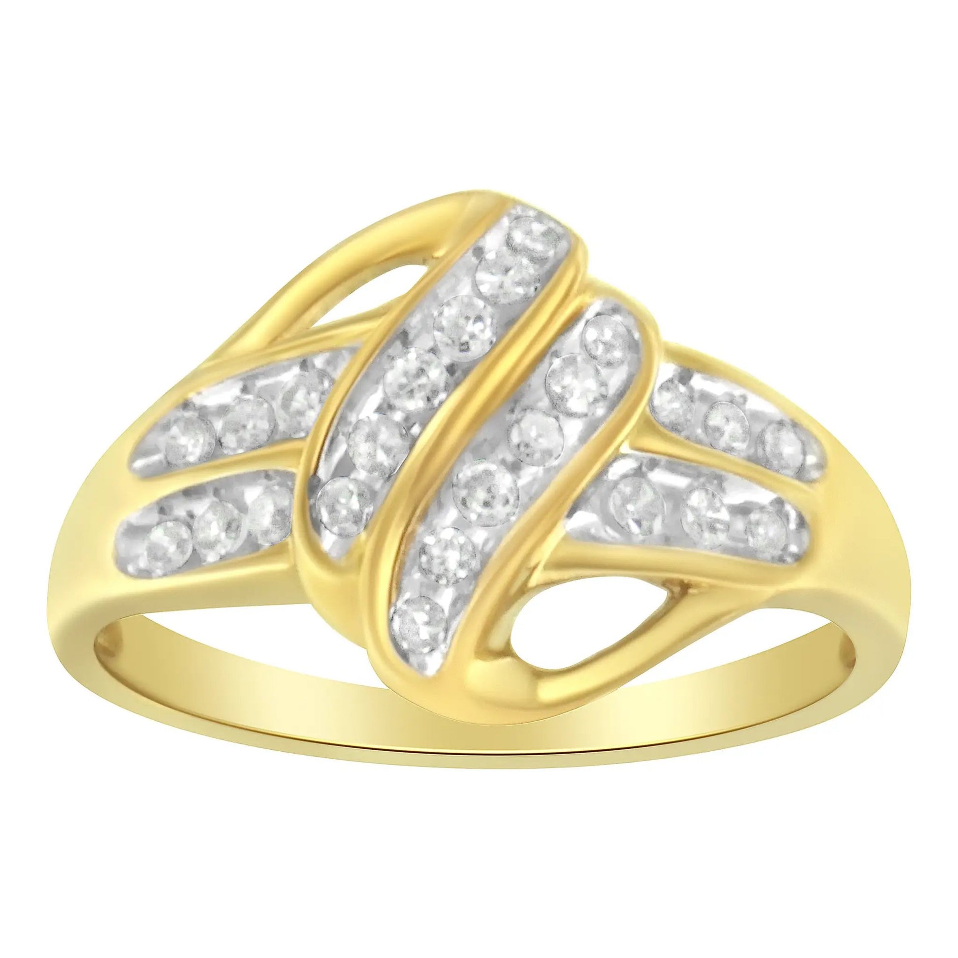 Diamond flower cluster ring, 1.0 Cttw, open halo, gold plated 10K yellow over .925 silver, size 6, Bids.com on Tampa Home & Garden Store