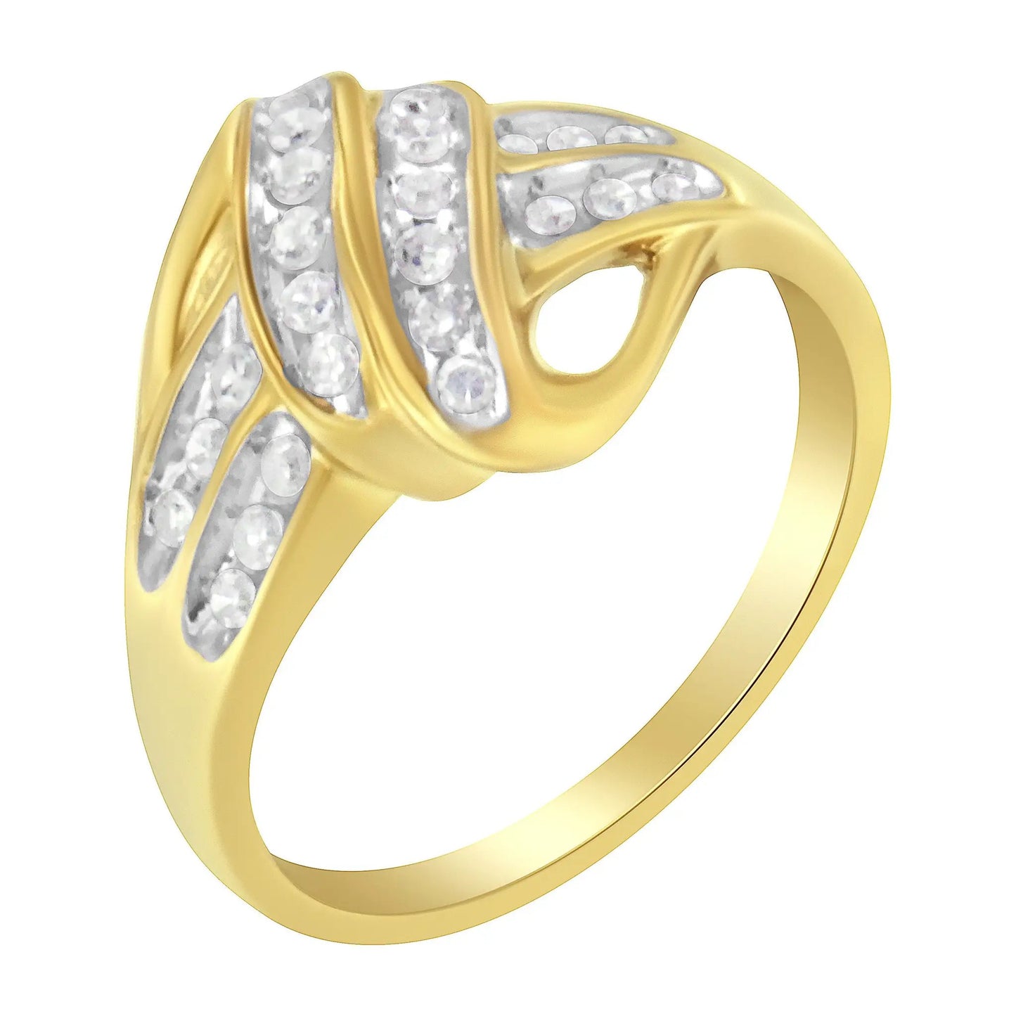 Gold plated floral diamond ring with open halo and cluster stones, 1.0 cttw, size 6 on Tampa Home & Garden Store