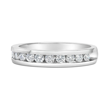 Diamond eternity ring in 18K white gold channel-set diamonds 1/2 cttw H-I color I1-I2 clarity size 7 on Tampa Home & Garden Store