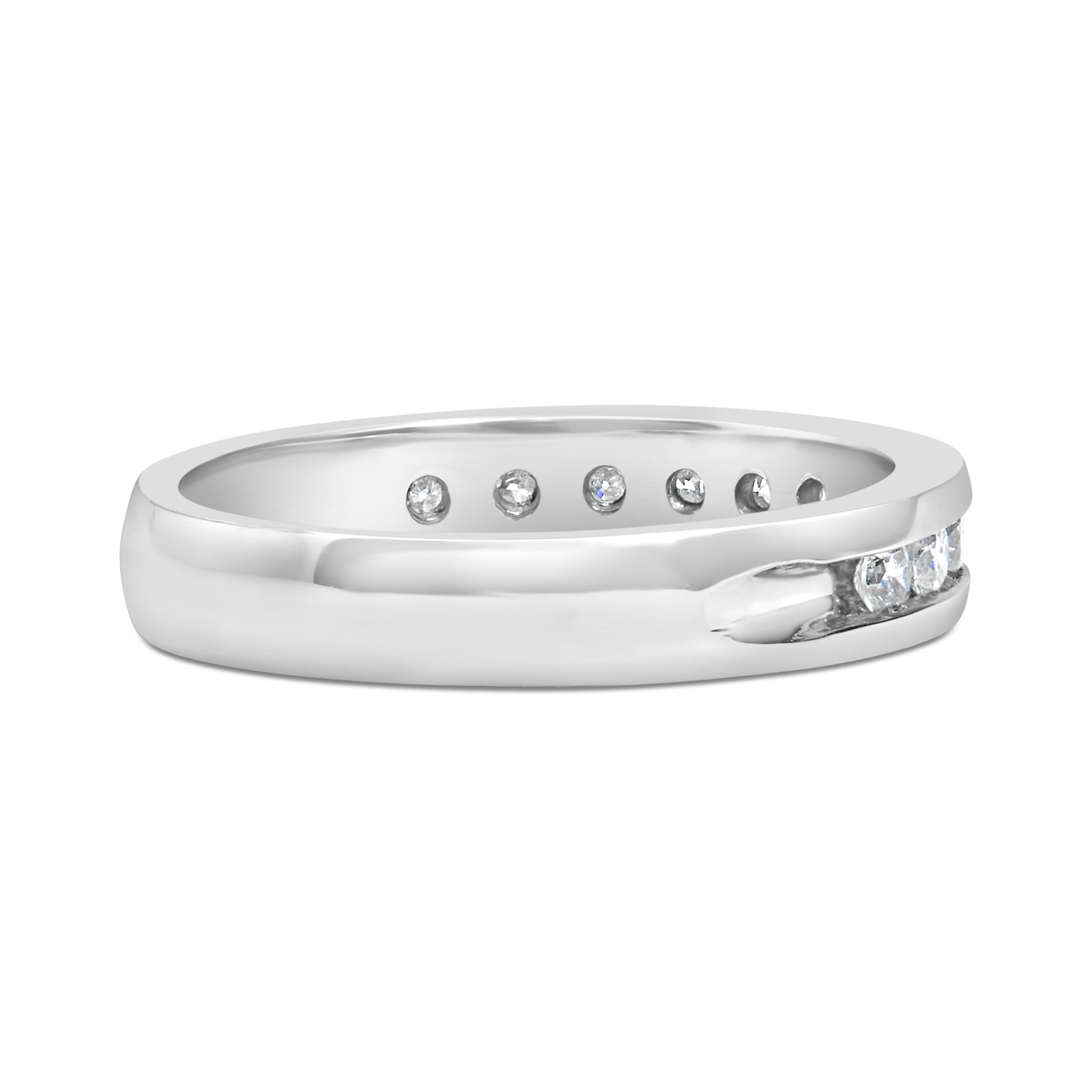 IGI-certified 1/2 cttw round diamonds eternity ring in 18K white gold channel-set band size 7 on Tampa Home & Garden Store