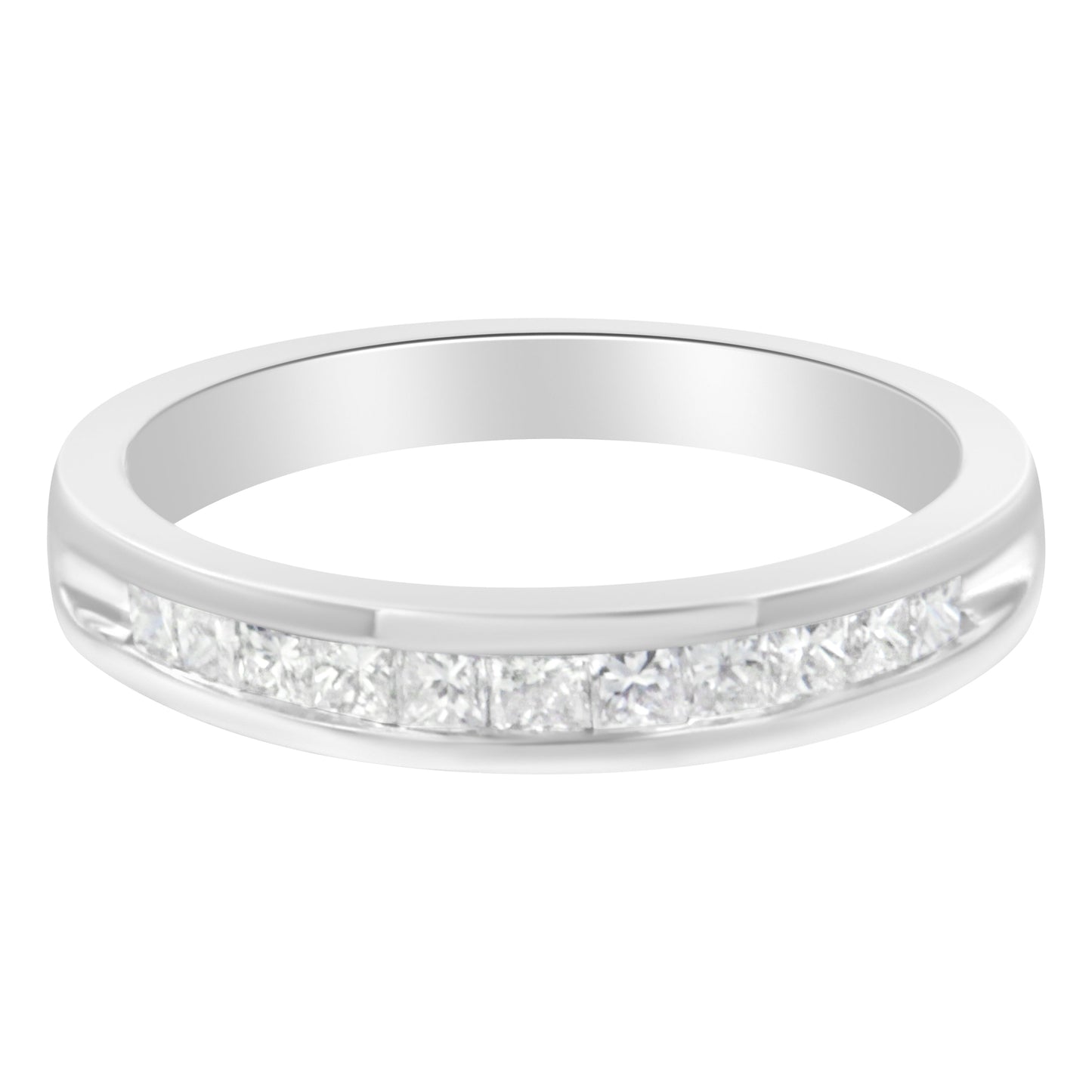 Diamond wedding band IGI 1/2 Cttw princess-cut white gold channel half eternity size 4-1/2 on Tampa Home & Garden Store