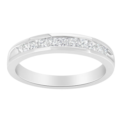 Ring IGI-certified half eternity band with diamonds in 18K white gold channel-set on Tampa Home & Garden Store