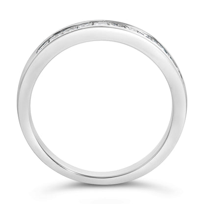 Ring .925 Sterling Silver half-eternity ring with channel-set princess-cut diamonds, 1/2 Cttw, size 6 on Tampa Home & Garden Store