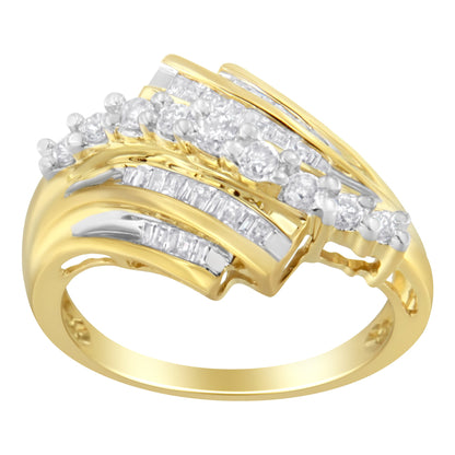 10K yellow gold ring with round and baguette diamonds, 1/2 cttw, I-J, size 7 by Bids.com on Tampa Home & Garden Store