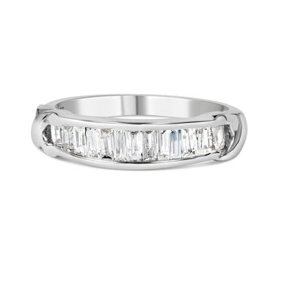 Ring .925 silver baguette-cut diamond channel set X-Station, 1/2 cttw, H-I I1-I2, size 6.5 on Tampa Home & Garden Store