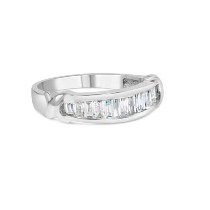Bids.com sterling silver ring with 1/2 cttw baguette diamonds channel set X-Station, 6-1/2 on Tampa Home & Garden Store