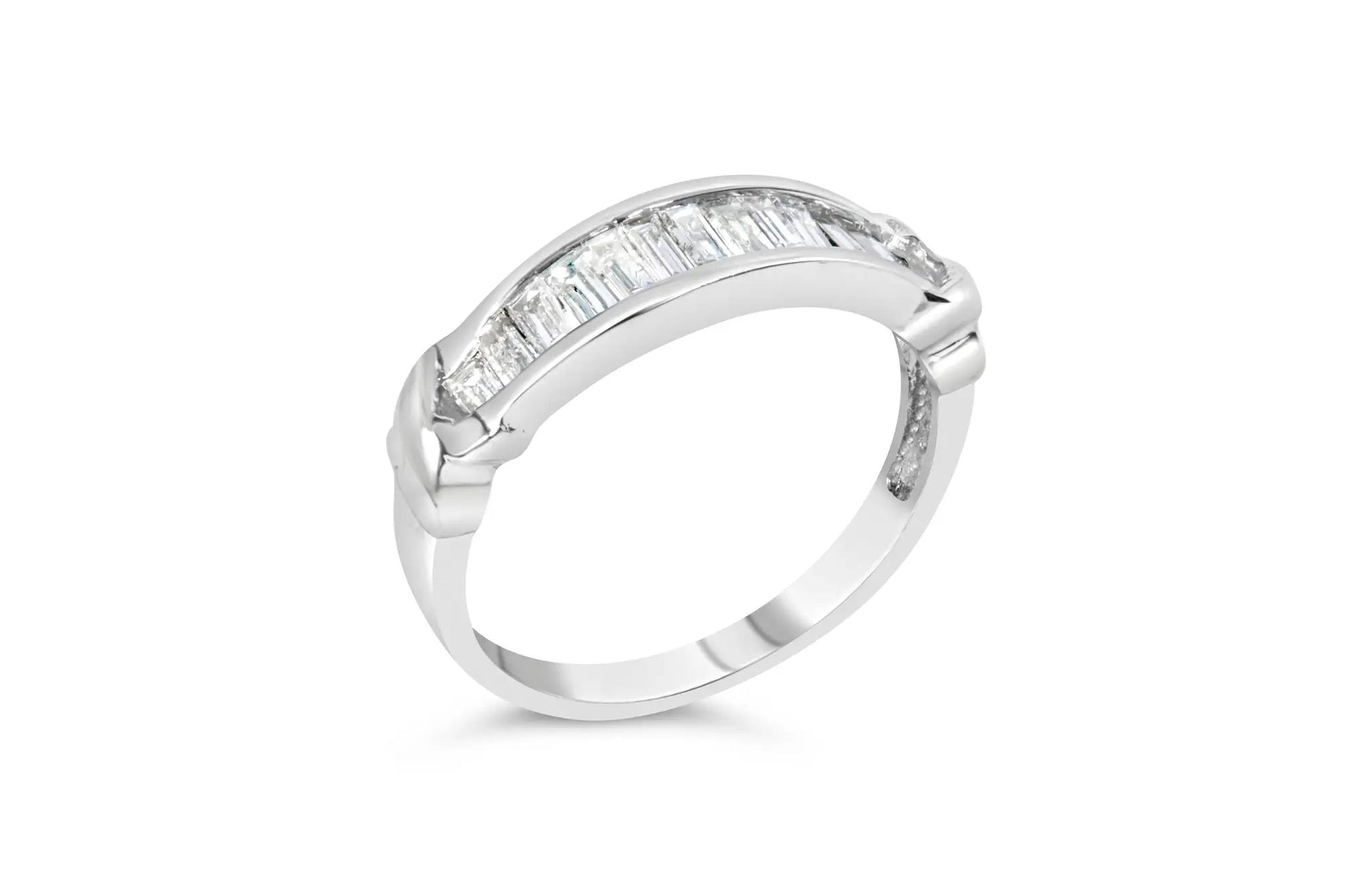 Sterling silver ring with 1/2 Cttw baguette-cut diamonds, channel-set, size 6.5, Bids.com on Tampa Home & Garden Store