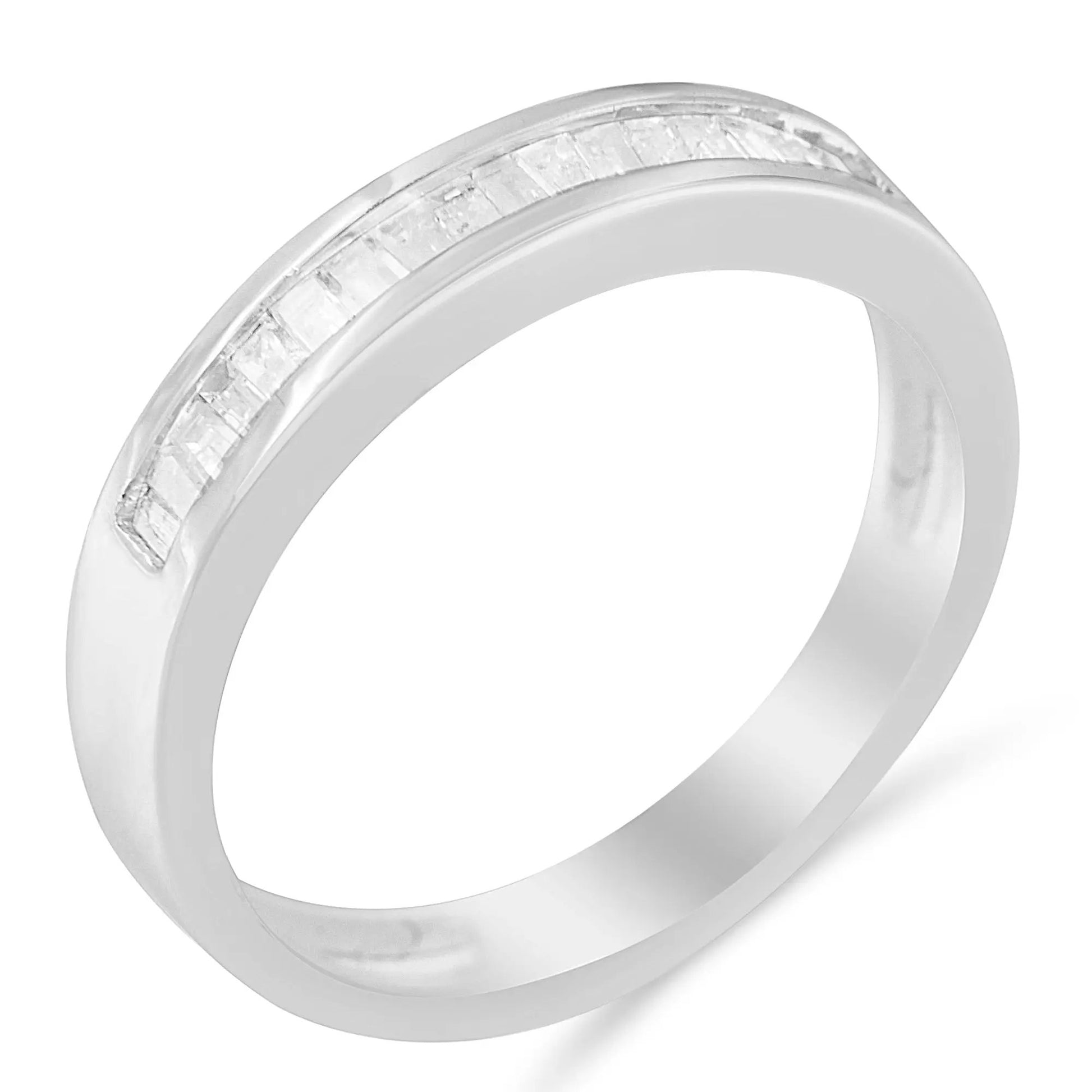 Ring, 925 sterling silver baguette diamond channel 1/3 cttw, H-I, I1-I2, size 6-3/4 on Tampa Home & Garden Store