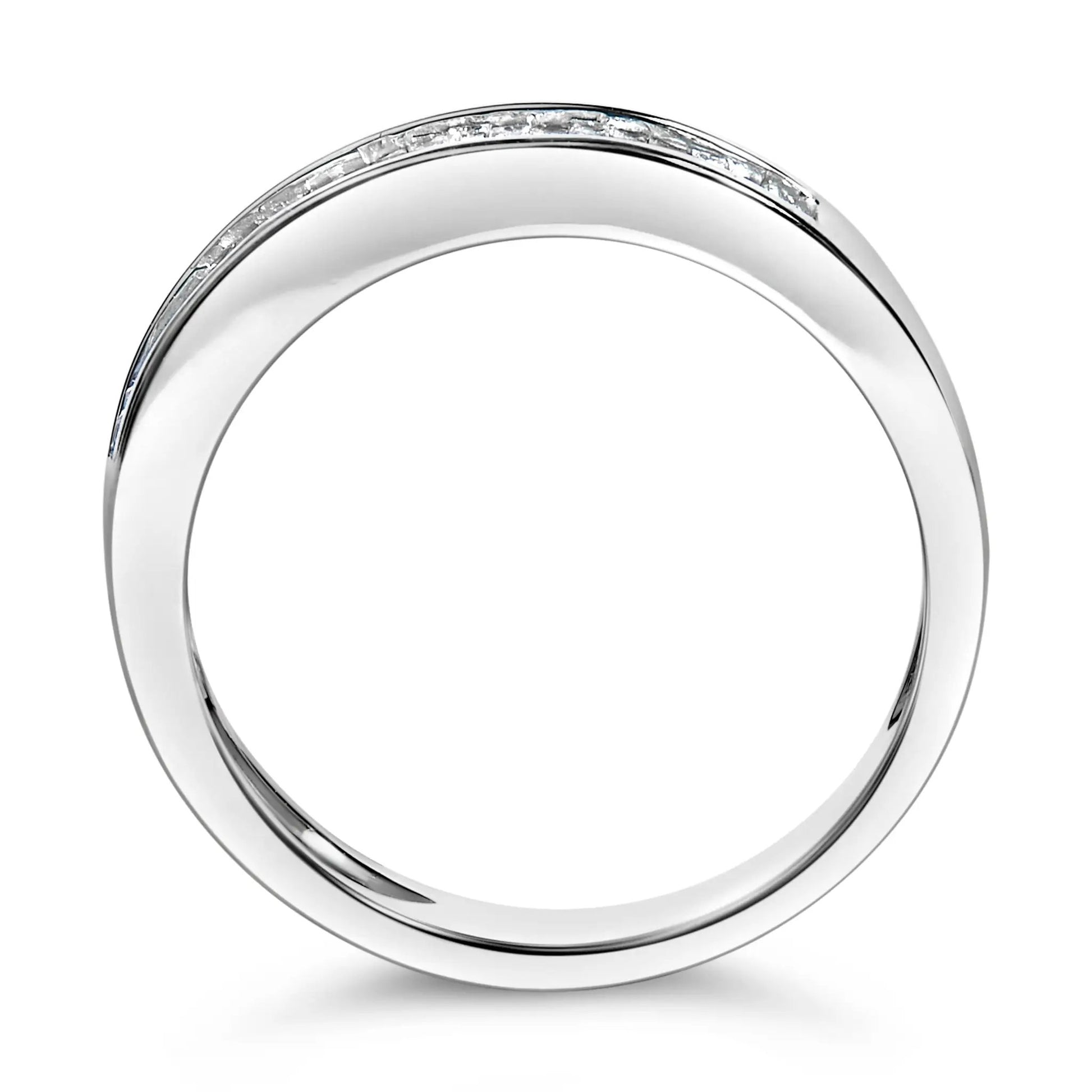 .925 sterling silver stackable wedding ring with 1/3 cttw baguette diamonds, channel set on Tampa Home & Garden Store